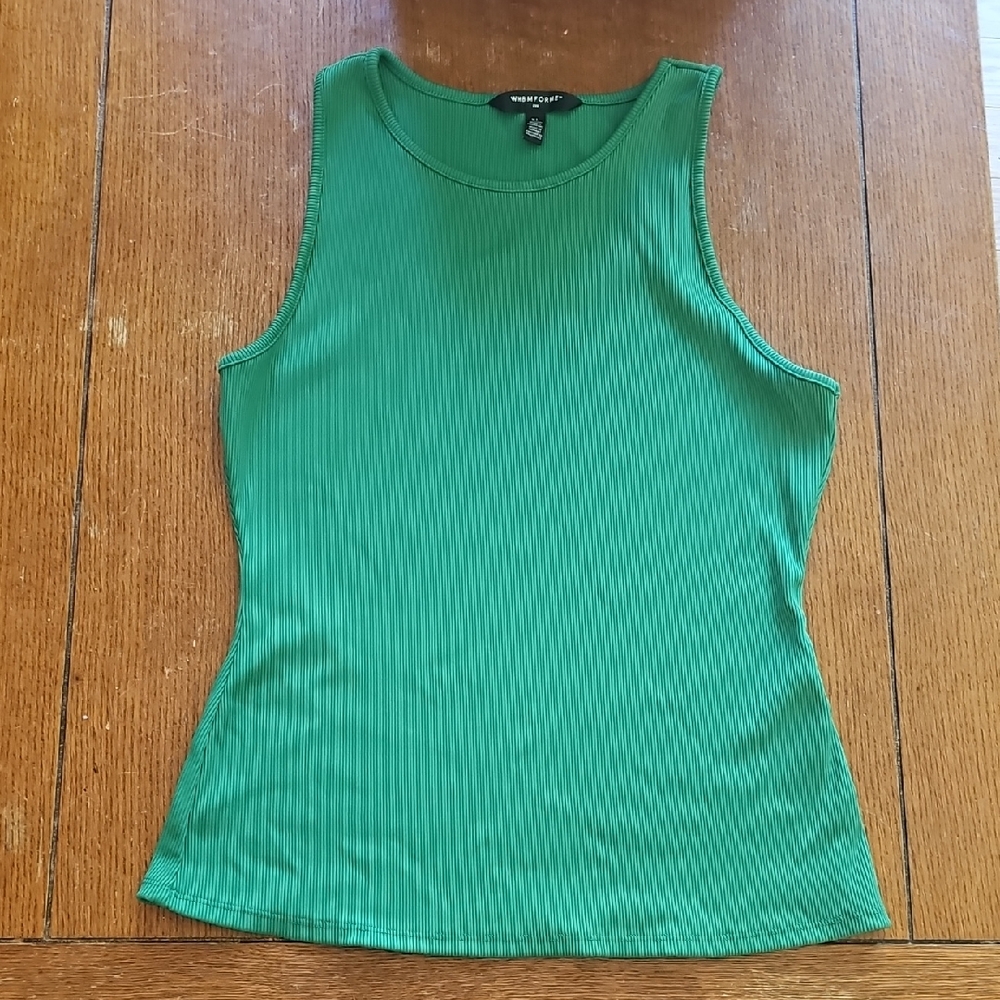 White House Black Market Green Ribbed Tank Top